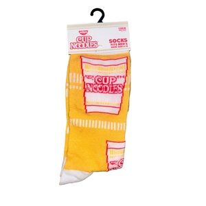 Cup of noodle fans! Novelty fun noodle yellow red socks cup o noodle classic cup